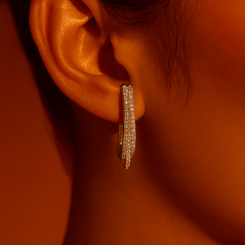 Triple Pavé Hoop Earring – Silver Sparkle