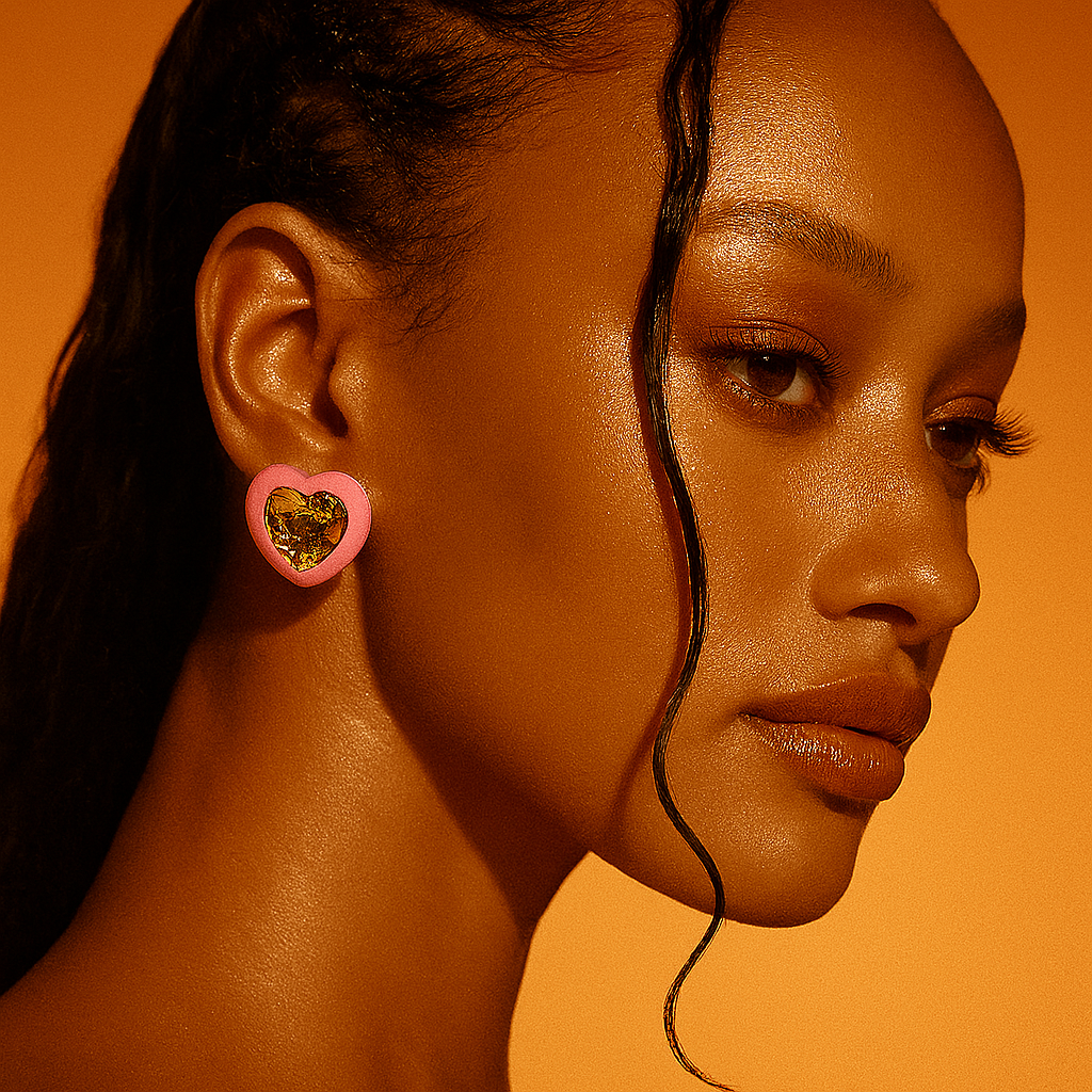 Elegant Heart Earrings - Pink