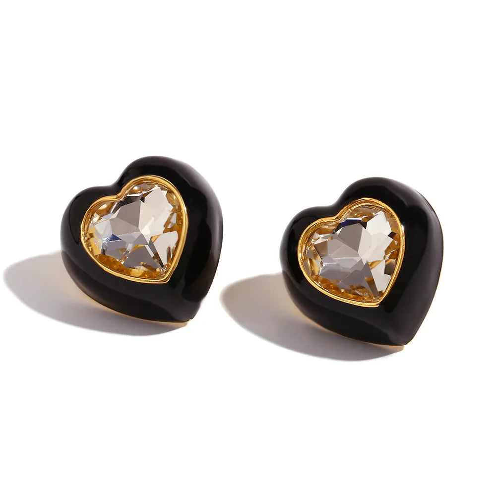 Boucles d'oreilles coeur élégantes - Noir