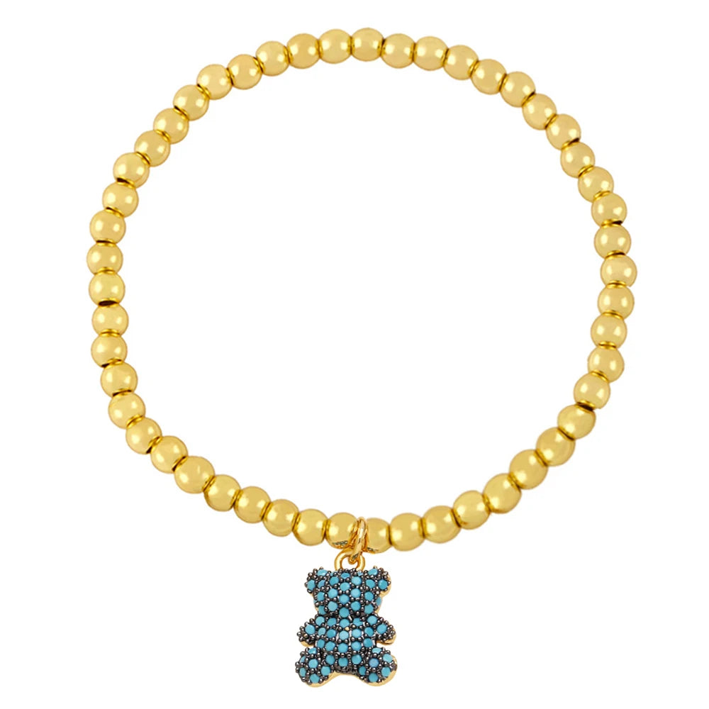 Bracelet Ours en peluche - Turquoise