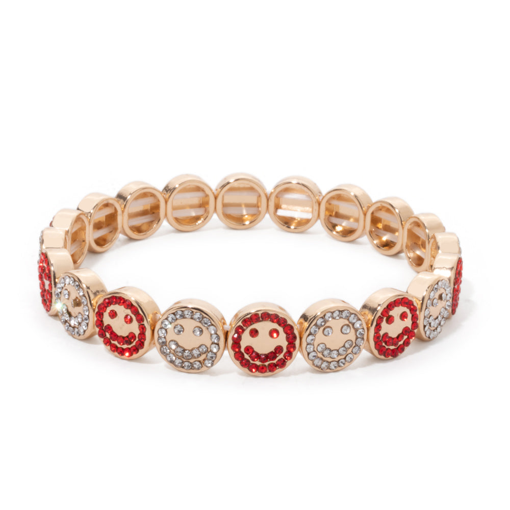 Smile Bracelet with Alternating Red and Silver Details