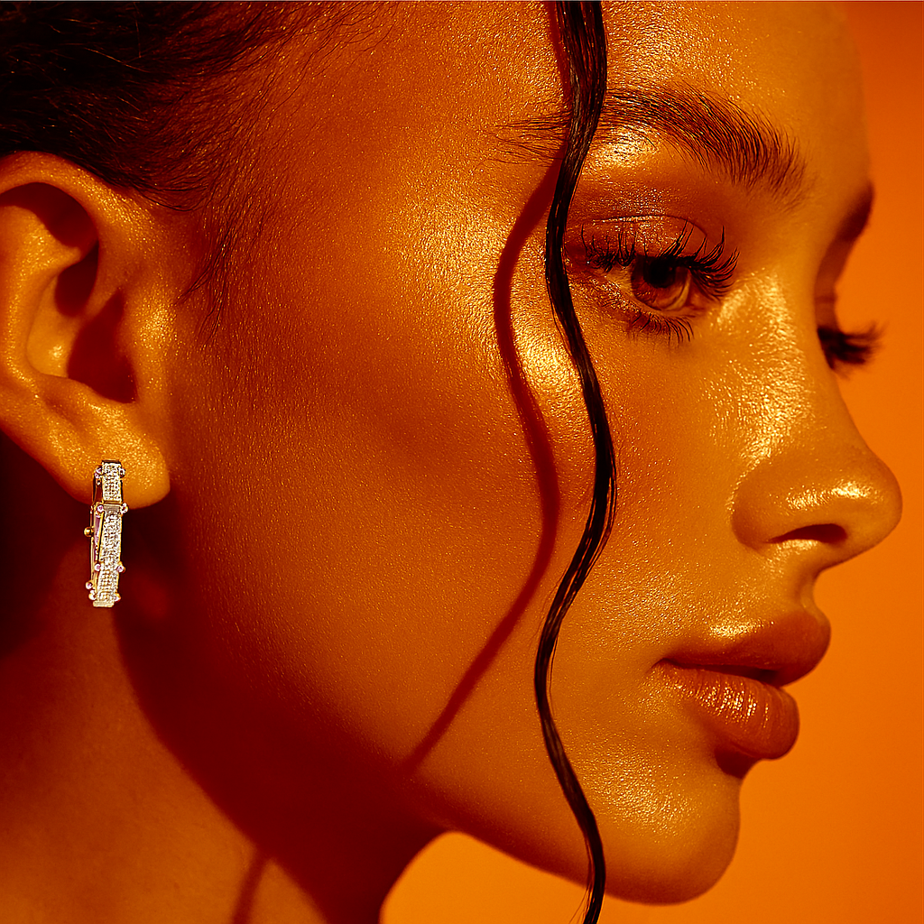 Crystal-Set Angular Hoops