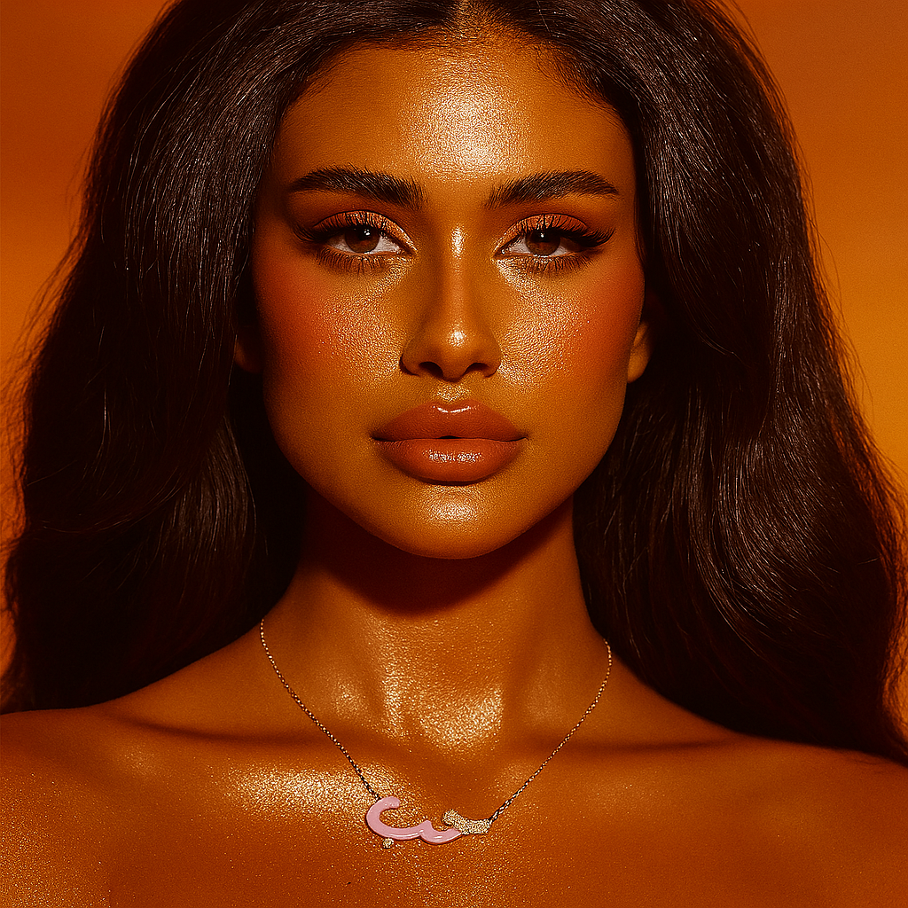 Arabic Script Necklace in Rose