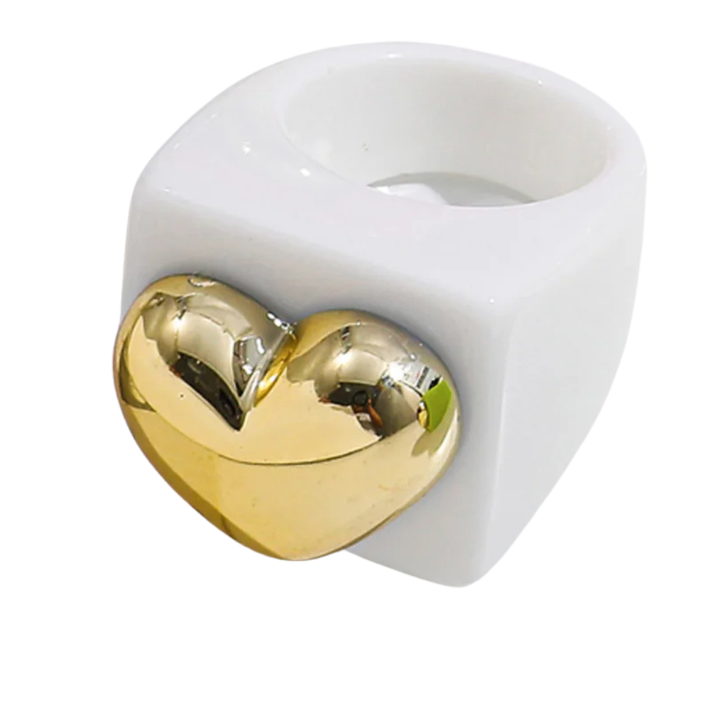 White Heart Statement Ring