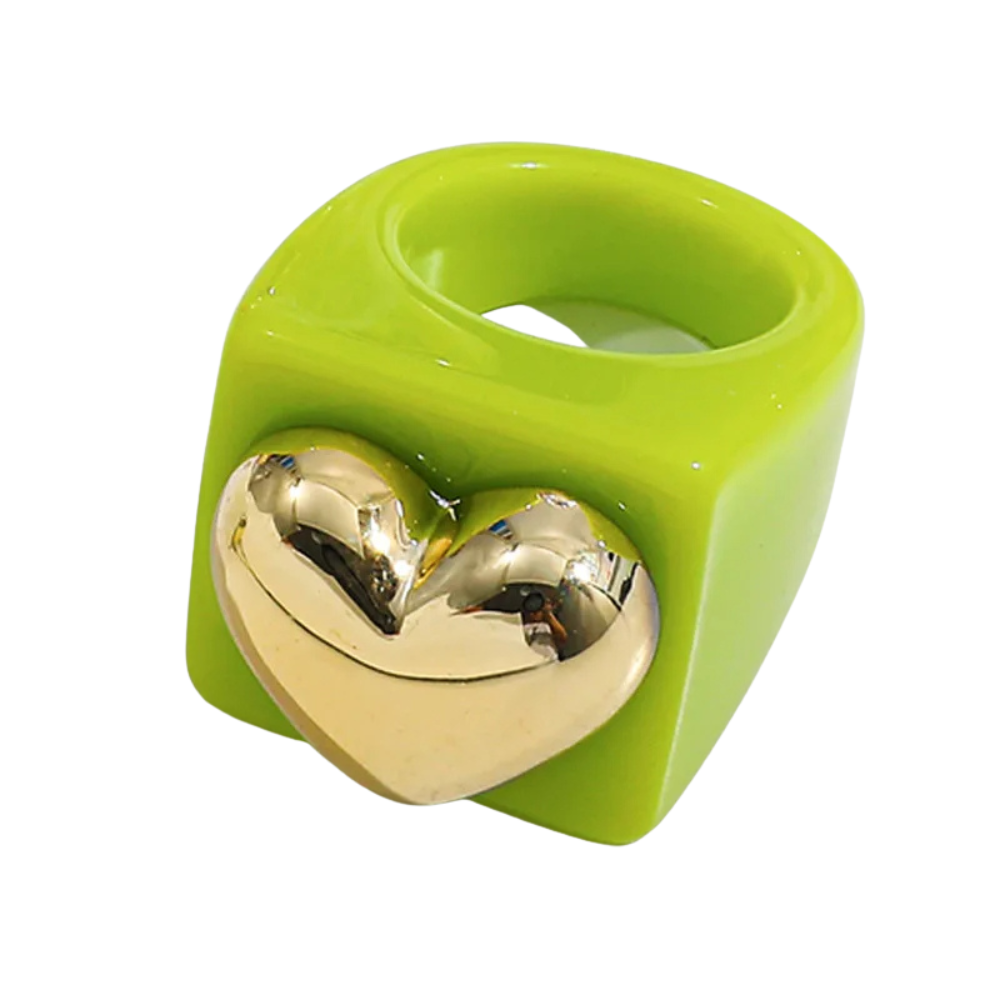 Green Heart Statement Ring