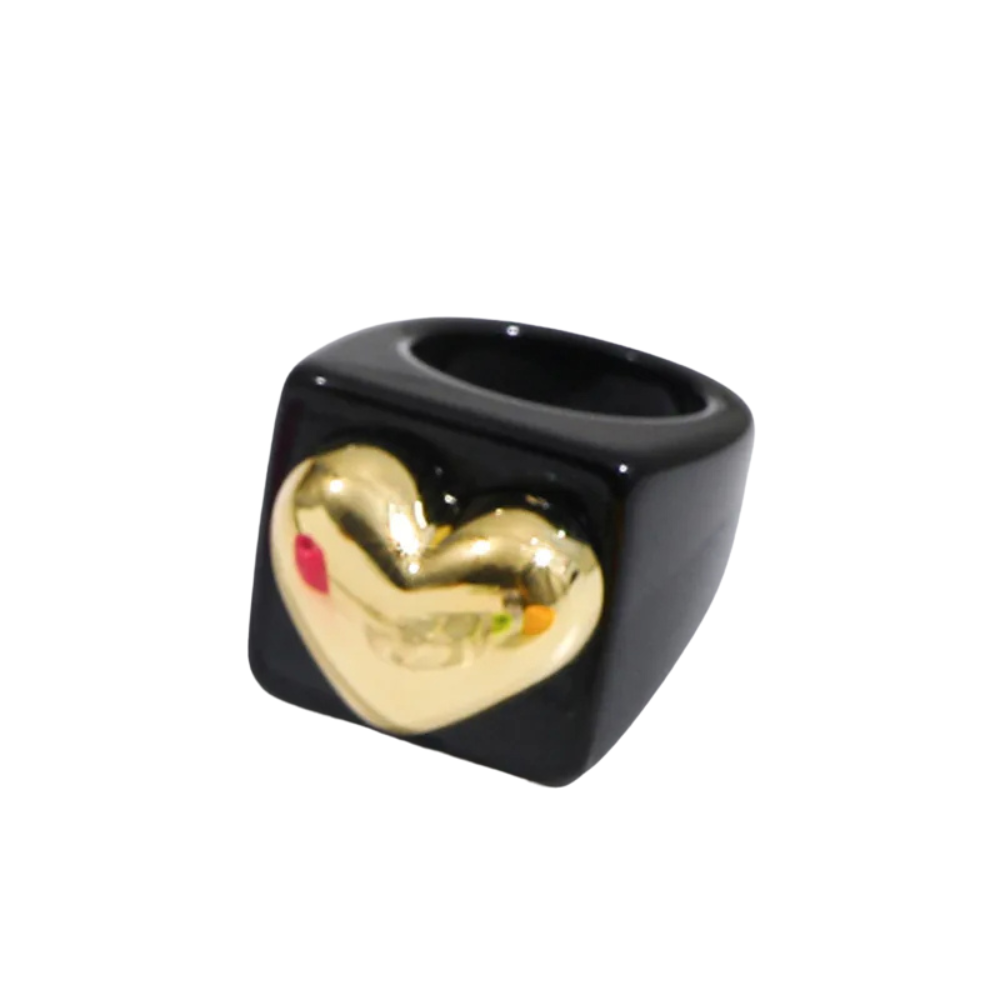 Black Heart Statement Ring