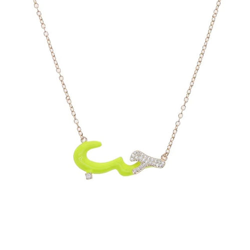 Arabic Script Necklace in yellow - Happy gems