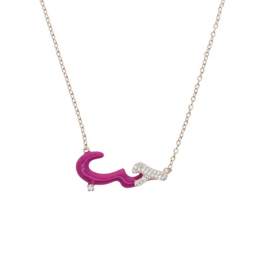 Arabic Script Necklace in Purple - Happy gems