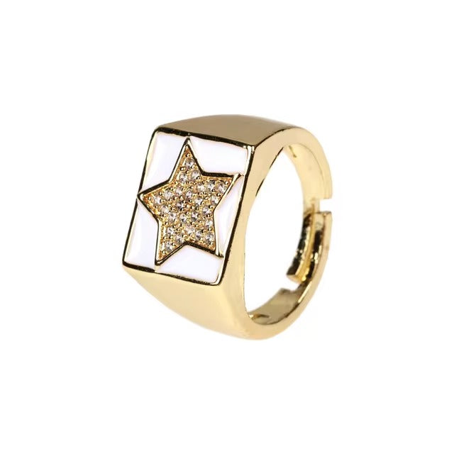 Celestial star ring white - Happy gems