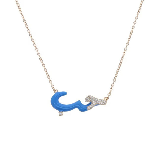 Arabic Script Necklace in Blue - Happy gems