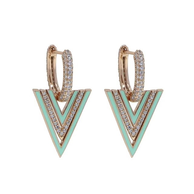 Geometric Triangle Earrings green - Happy gems