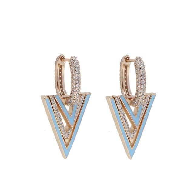 Geometric Triangle Earrings blue - Happy gems