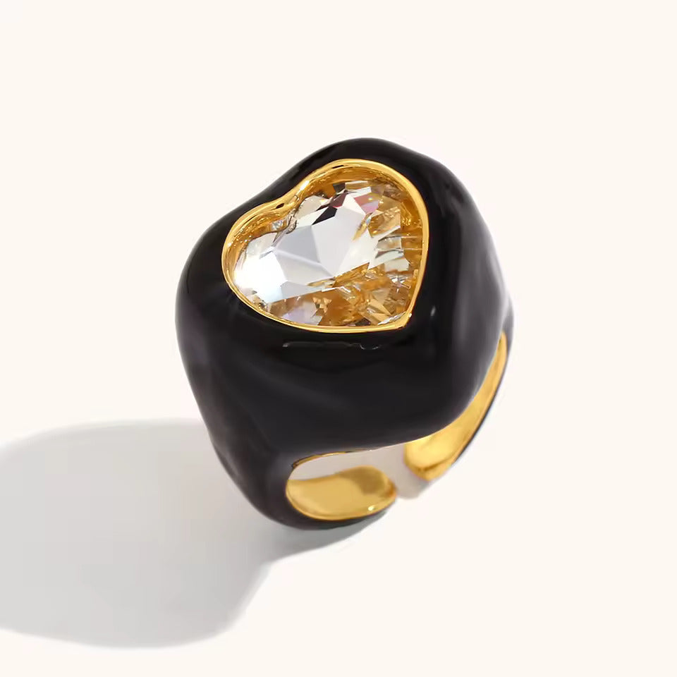 Elegant Heart ring - Black