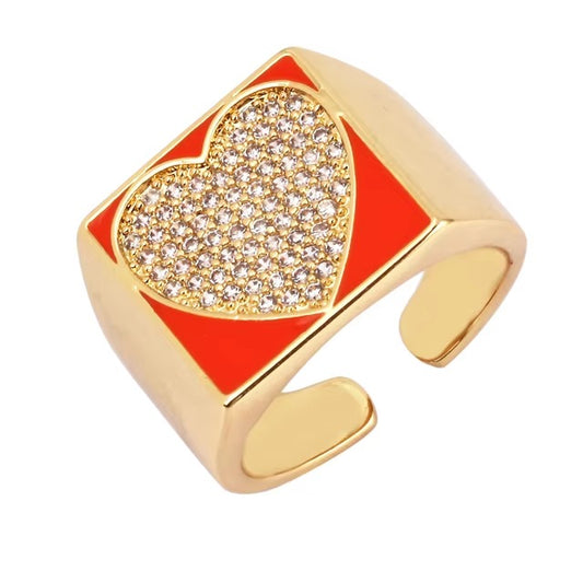 Celestial heart ring red - Happy gems