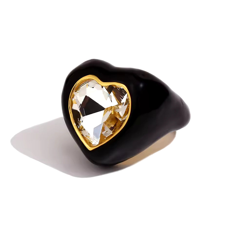 Bague Coeur Élégante - Noir