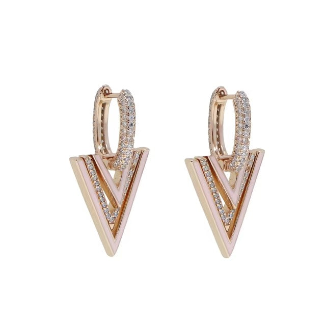 Geometric Triangle Earrings Beige - Happy gems