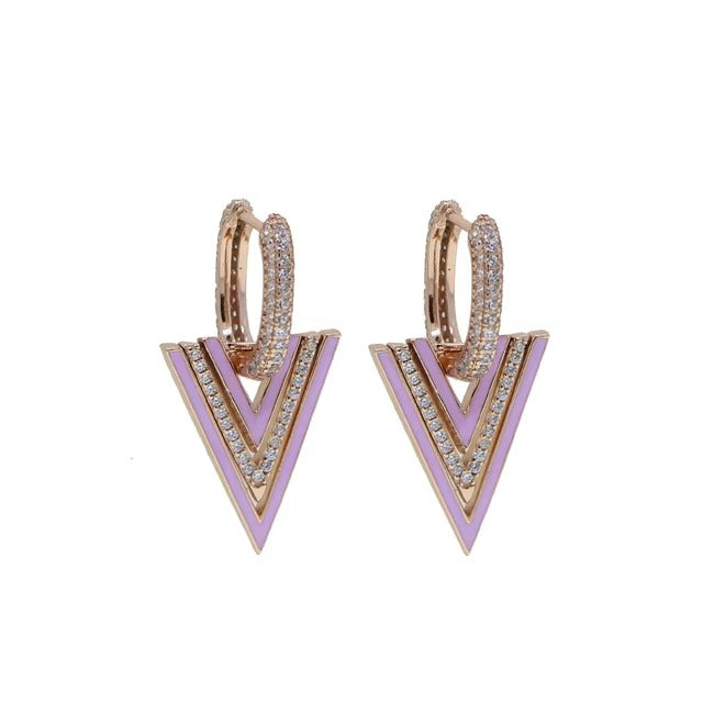 Geometric Triangle Earrings pink violet - Happy gems