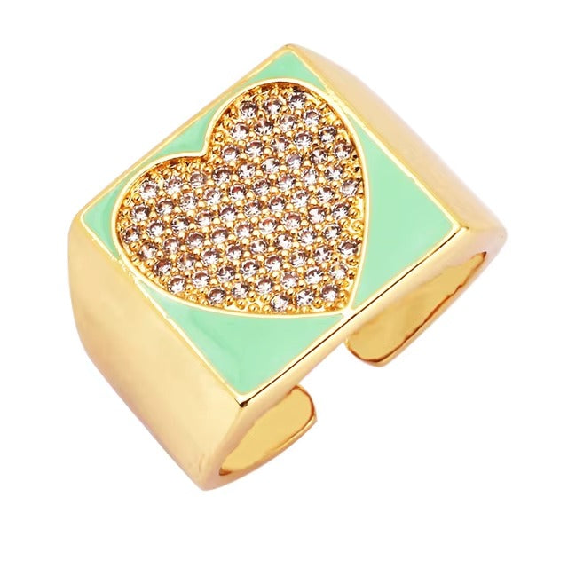 Celestial heart ring green - Happy gems