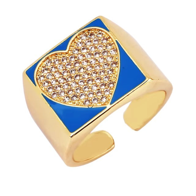 Celestial heart ring blue - Happy gems