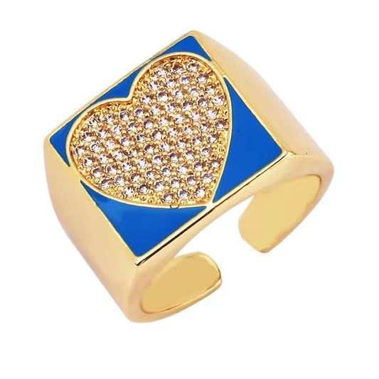 Celestial heart ring blue - Happy gems