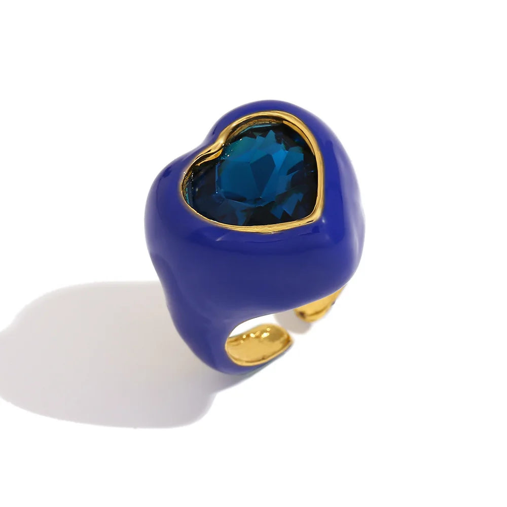 Elegant Heart Rings - Blue