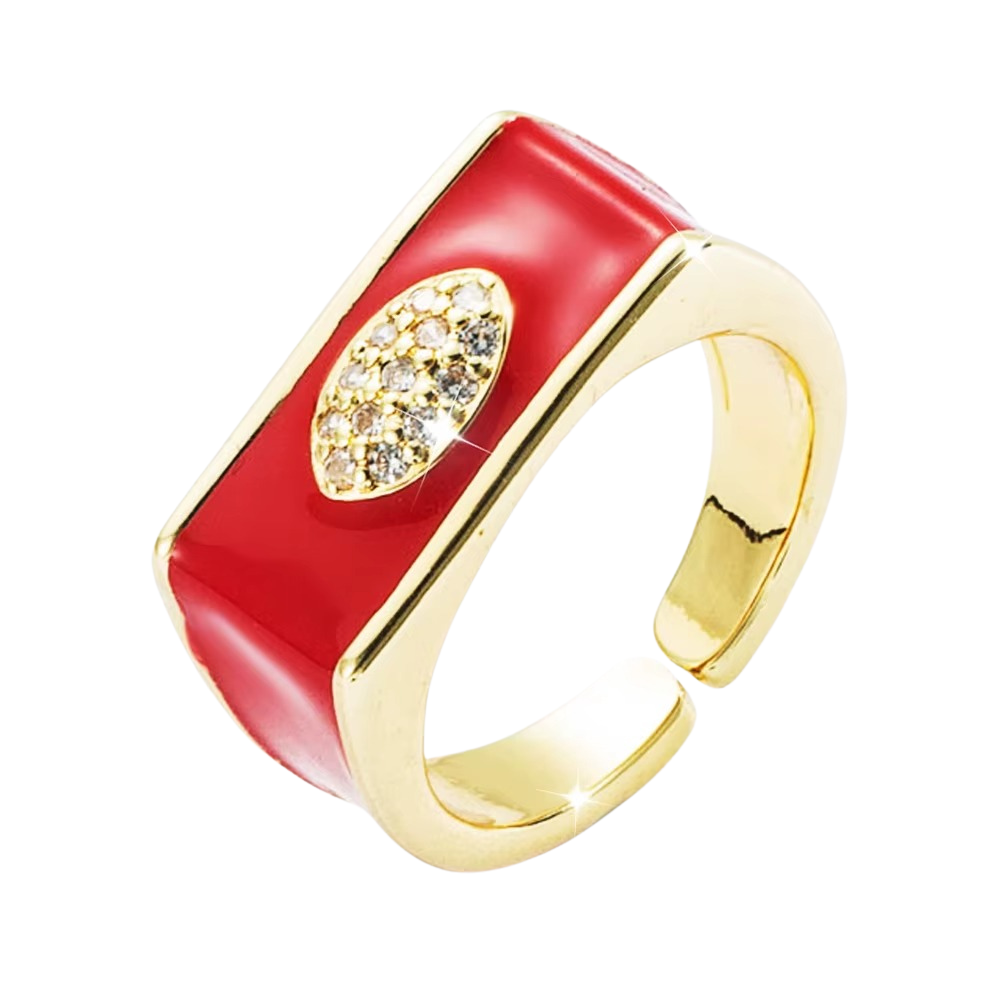 Bague lune céleste rouge