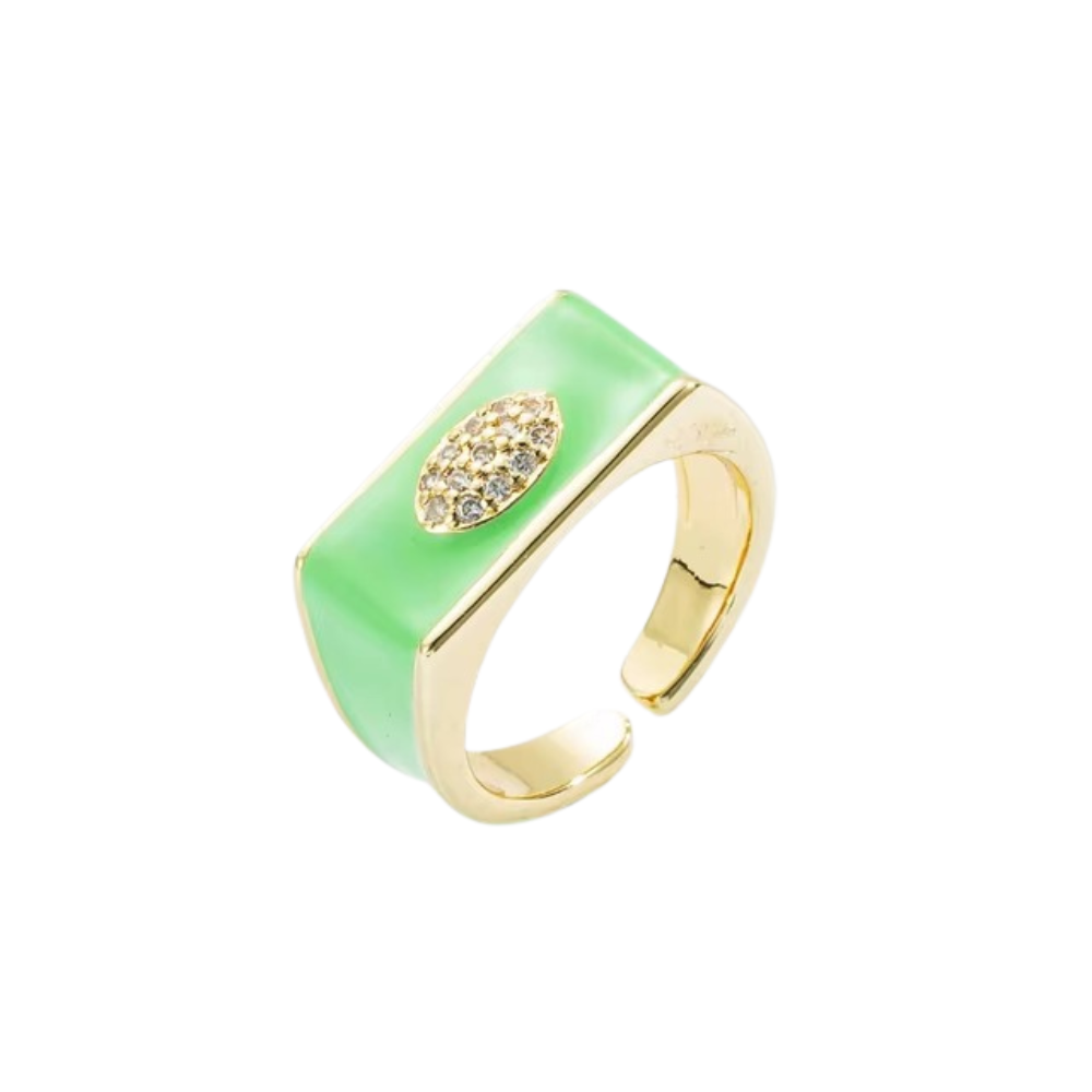 Bague lune céleste verte